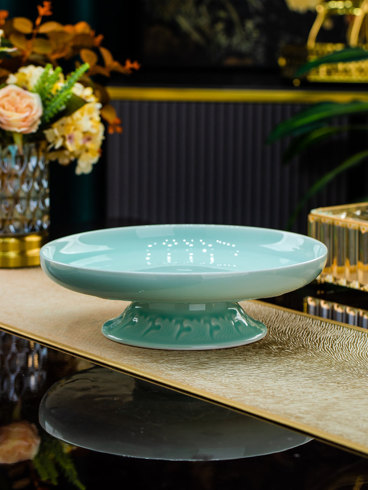 景德镇迎清陶瓷炉咖啡桌糕点大尺寸高果盘干果盘佛像甜品盘