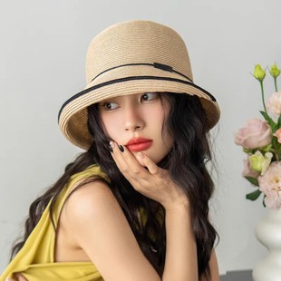 新款 瘋帽子 出游遮陽(yáng)防曬帽子女款 夏季 簡(jiǎn)約優(yōu)雅l漁夫帽 草帽