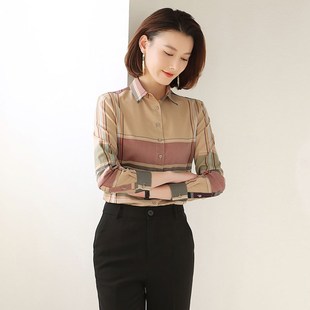 宽松遮肉百搭长袖 英伦风棉质高端经典 衬衣 胖mm巨显瘦格子衬衫 大码