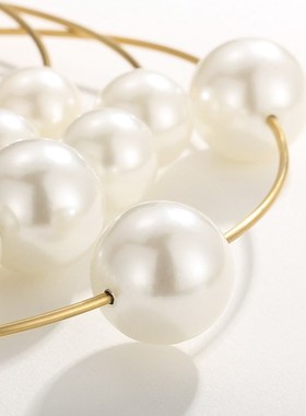 外贸婚庆礼物 夸张金属项链不锈钢个性珍珠锁骨链开口颈圈饰品女