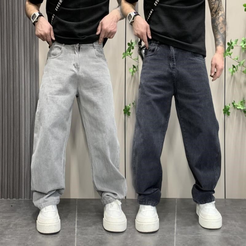 2025新款春夏季美式复古做旧牛仔裤男宽松直筒阔腿裤休闲长裤子男,男装,牛仔裤,淘宝优惠券,粉丝福利购,淘宝优惠卷