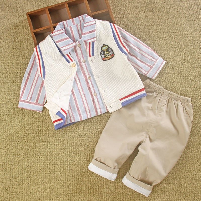0一1岁男宝宝秋装衬衫马甲三件套装春款童小婴儿衣服两件式外出服,童装/婴儿装/亲子装,套装,淘宝优惠券,粉丝福利购,淘宝优惠卷