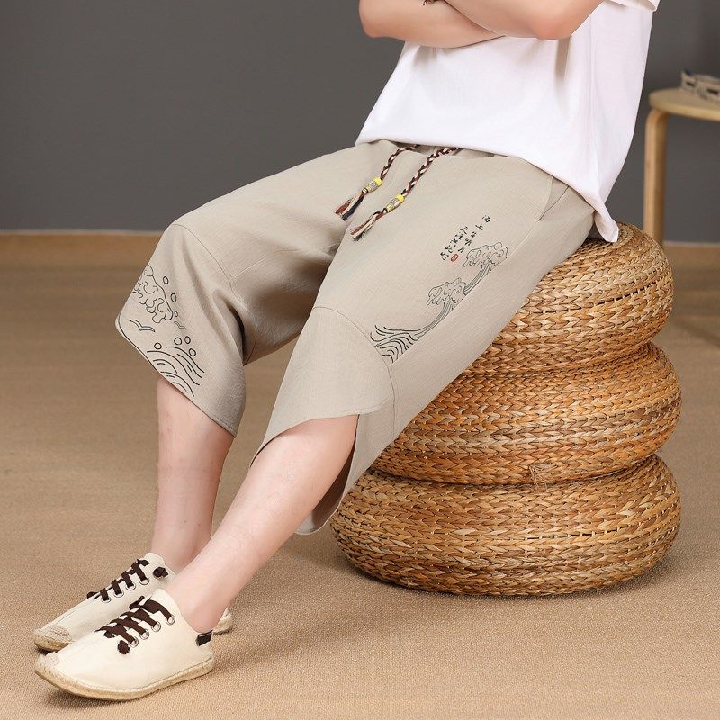 冰丝七分裤男士短裤夏季薄款宽松六分裤子男生2025新款国风休闲裤,男装,休闲裤,淘宝优惠券,粉丝福利购,淘宝优惠卷