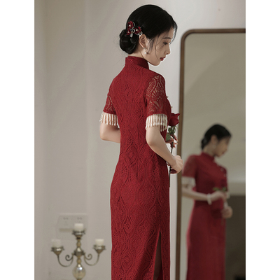 红色新娘旗袍敬酒服新中式洋装结婚高级感改良年轻款订婚礼服女