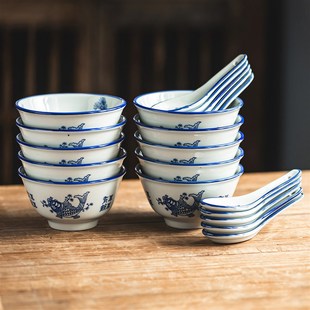 碗家用2025新款 高颜值餐具青瓷饭D碗陶瓷碗家用10个装 汤碗吃饭