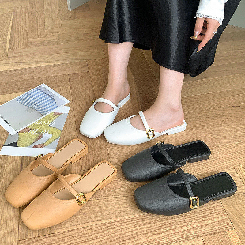 新款韩版包头外穿拖鞋女夏季懒人复古百搭休闲平底鞋,居家布艺,居家亚麻拖鞋,淘宝优惠券,粉丝福利购,淘宝优惠卷