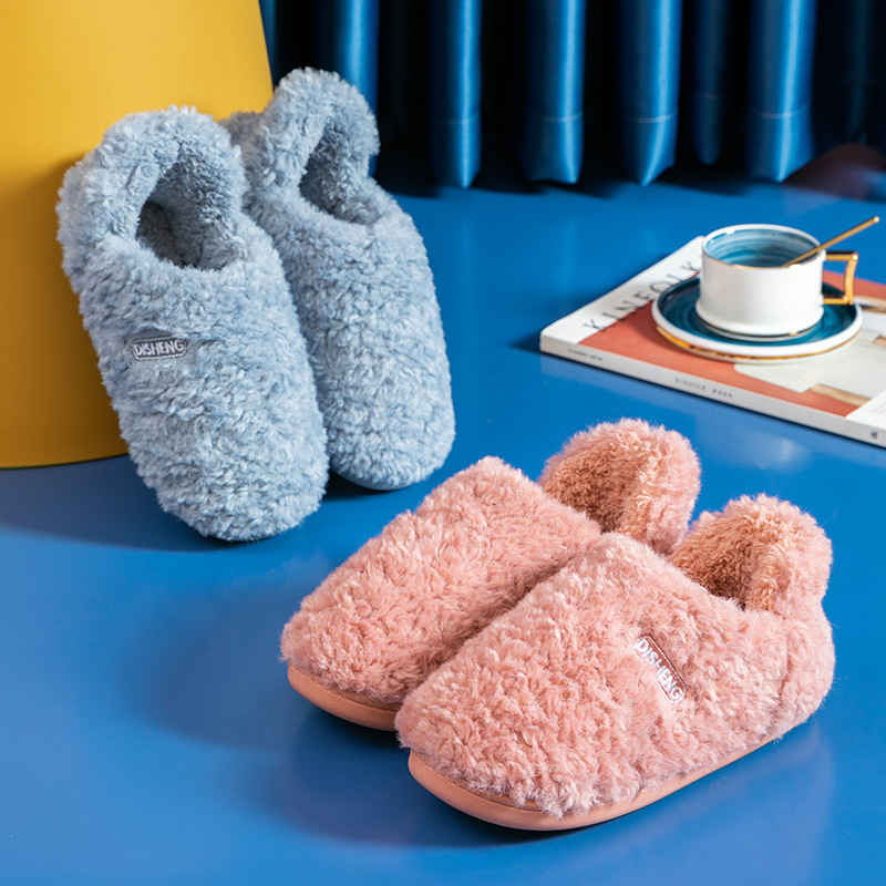 冬季情侣居家棉拖鞋女士包跟厚底毛绒保暖男士家用加厚舒适