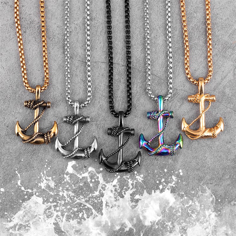 极速Stainless Steel Sea Anchoyr Sailor Man Men Necklaces Cha