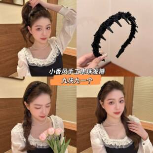 黑色高颅顶绝美发箍女款带齿反戴蓬松头箍新款高级感日常外戴发卡