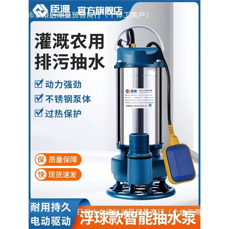 臣源220V不锈钢潜水泵 水泵农用排污泵 污水泵家用抽水泵灌溉农用