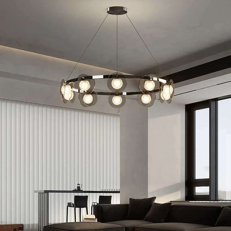 意式极简客厅吊灯后现代简约轻奢全光谱护眼高端智能创意主卧室灯