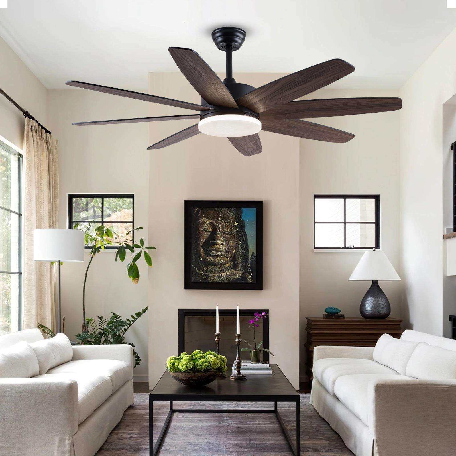 美式风扇灯复古8叶吊扇灯家用餐厅现代简约客厅灯亚马逊新款