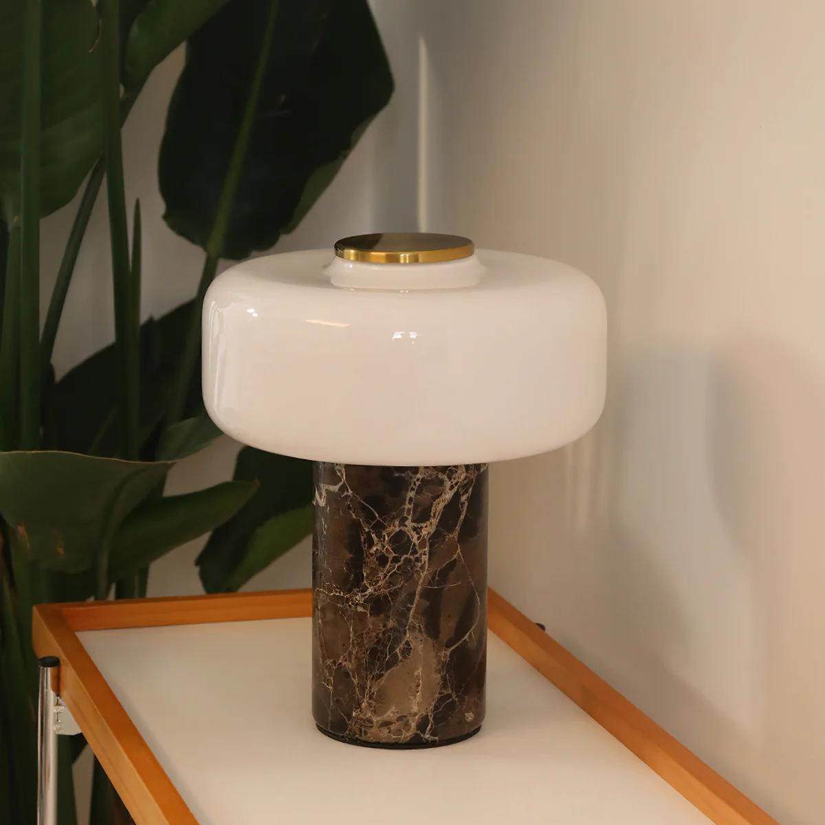 现代简约轻奢玻璃灯罩大理石底座高级感台灯卧室床头书房夜灯台灯