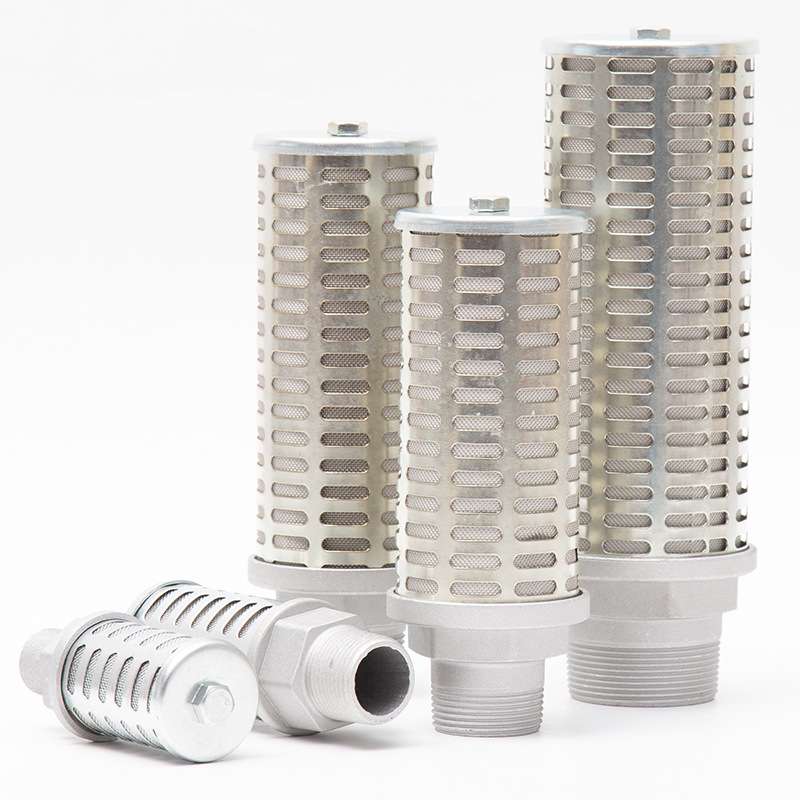 AN500-06气动真空泵快排气缸过滤隔膜泵屏蔽气管气铝合金消声器