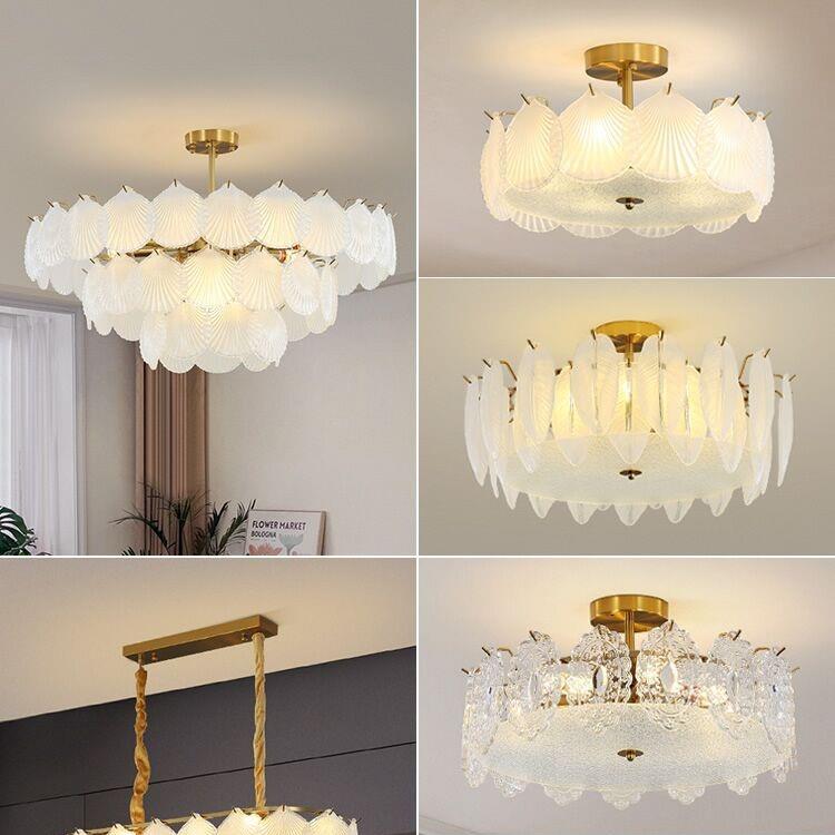 轻奢吊灯客厅灯2022年新款现代玻璃水晶法式贝壳餐厅卧室灯具大全