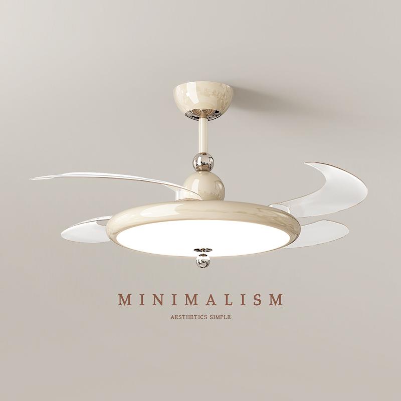 风扇灯现代简约新款隐形电扇一体灯奶油风护眼卧室餐厅灯吊扇灯具
