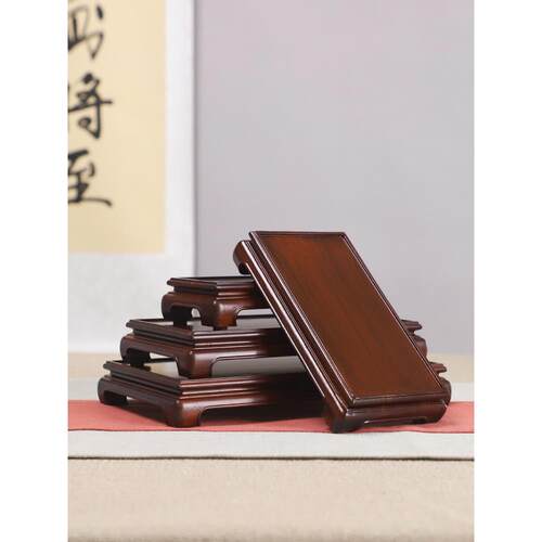 非洲酸枝长方形底座实木雕刻工艺品摆件奇石头印章整木底座木托架