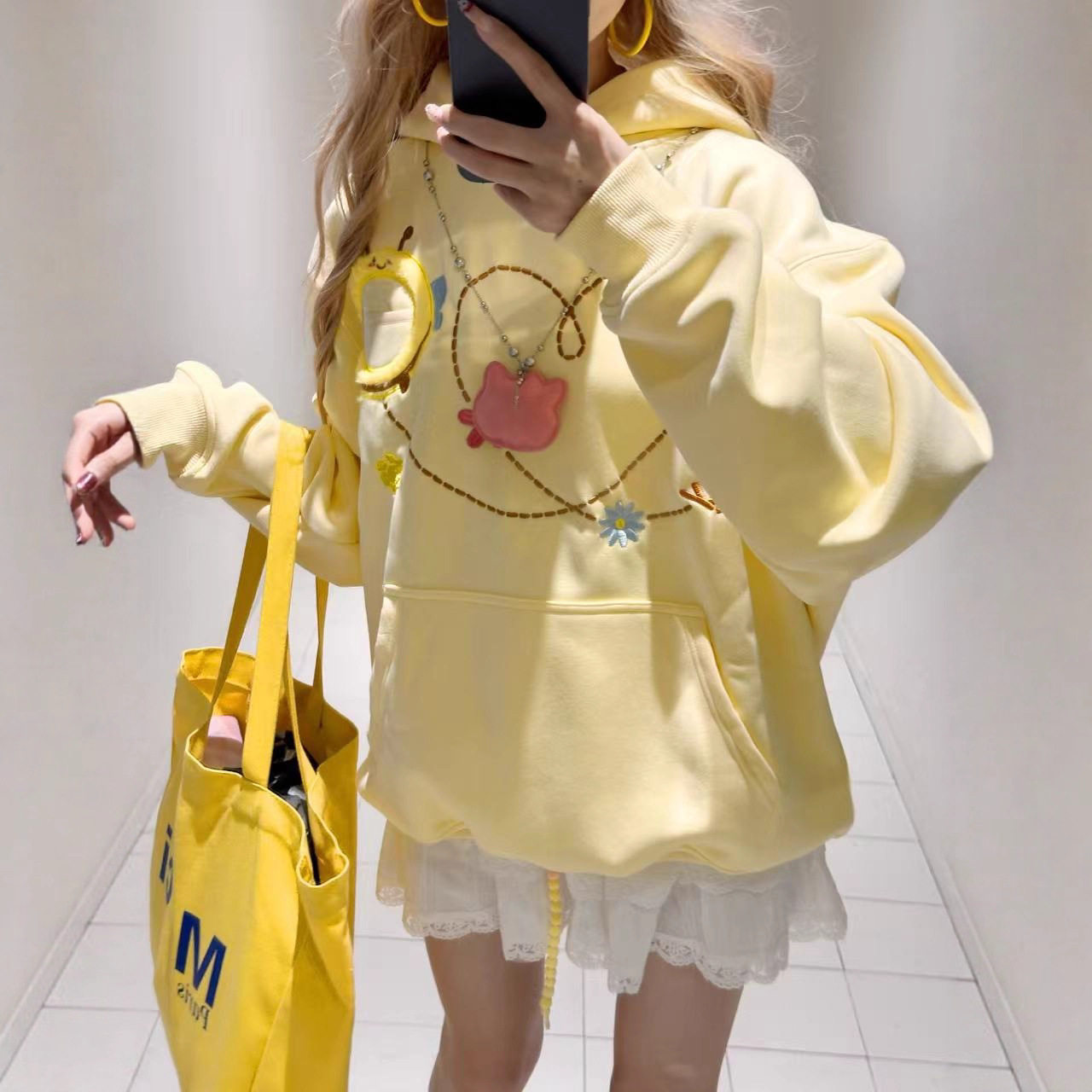 黄色连帽卫衣女加绒加厚oversize宽松秋冬2025新款爆款外套学院风,女装/女士精品,皮裤,淘宝优惠券,粉丝福利购,淘宝优惠卷