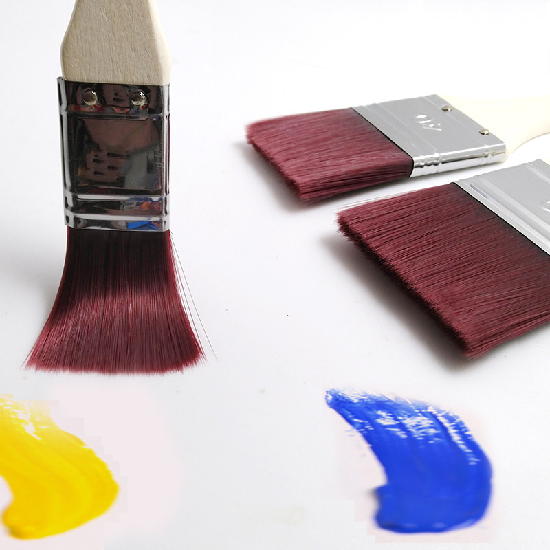 【18元包邮】莫奈酒红色尼龙毛板刷 学生美术生专用木质手柄短杆尼龙软毛水彩颜料底纹刷水粉板刷丙烯画板刷