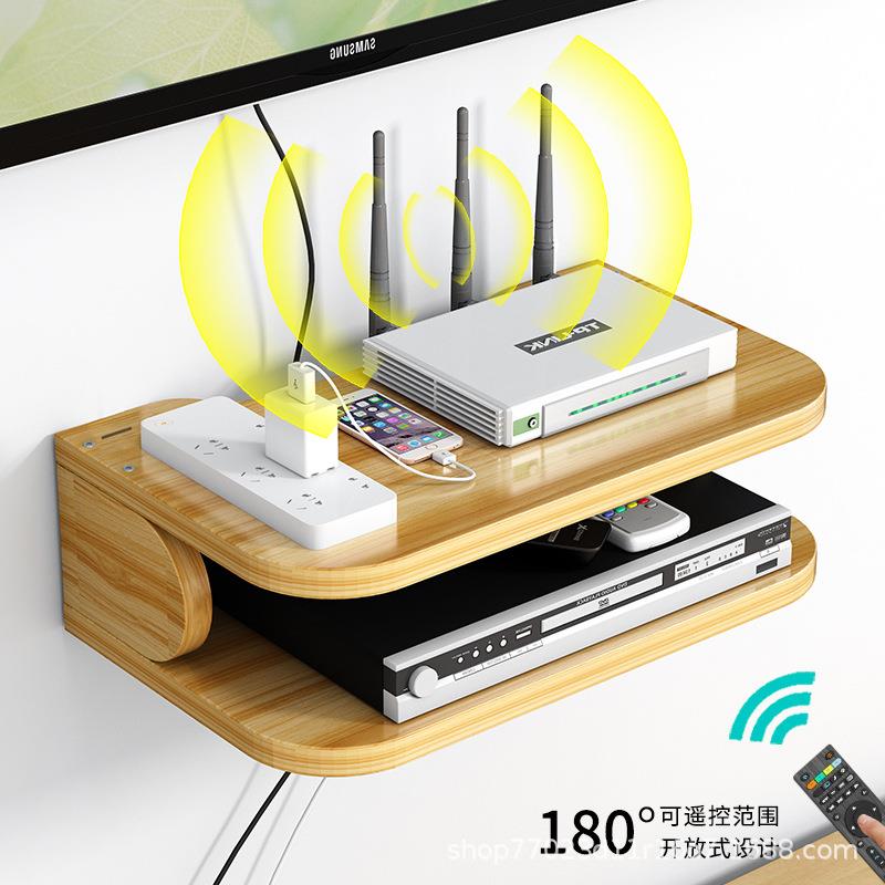 分销路由器收纳盒电视机顶盒置物架免打孔壁挂式无线宽带家用电源