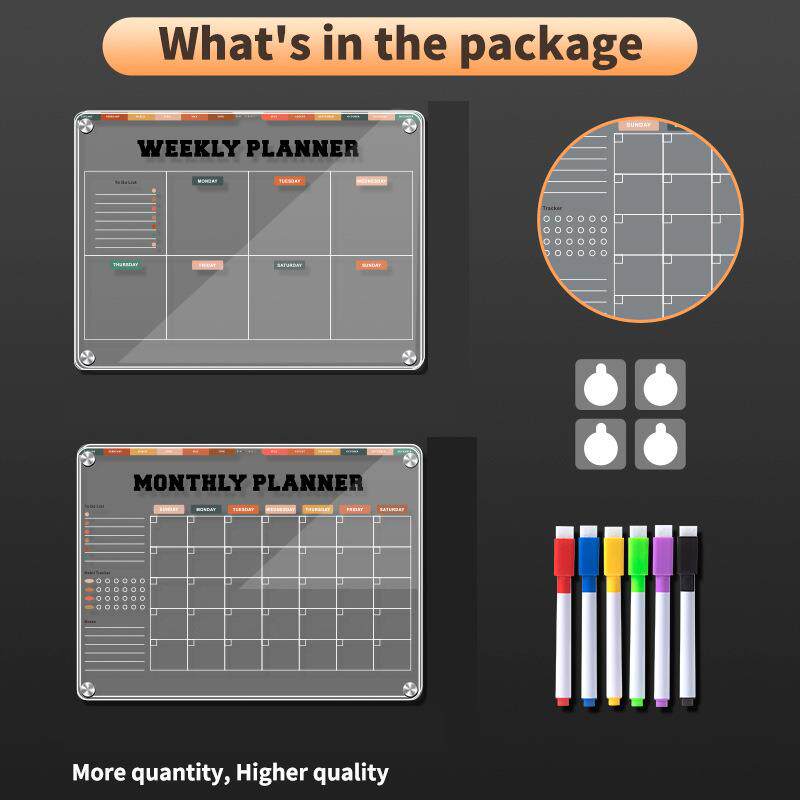 透明磁吸亚克力板周月计划记事留言板冰箱贴可擦写磁性冰箱展示板