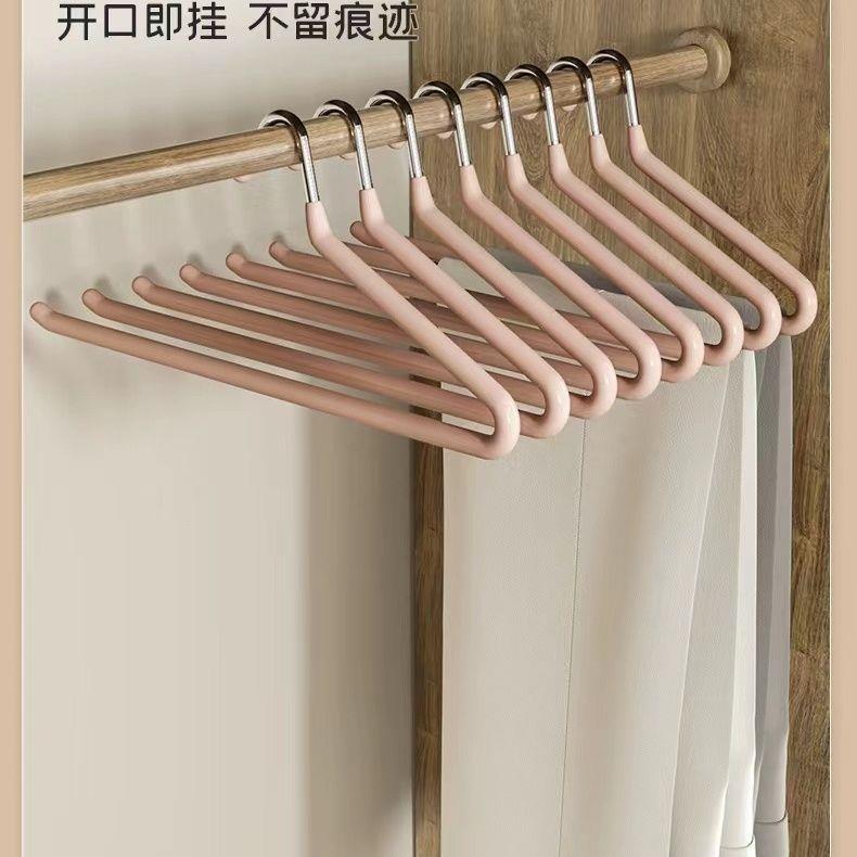 裤架鹅形浸塑不锈钢防滑晾衣架家用无痕晾裤子挂衣架衣柜衣撑
