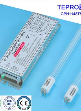 TEPRO紫外线杀菌灯，污水处理消毒灯，单端四针紫外线杀菌灯管，1