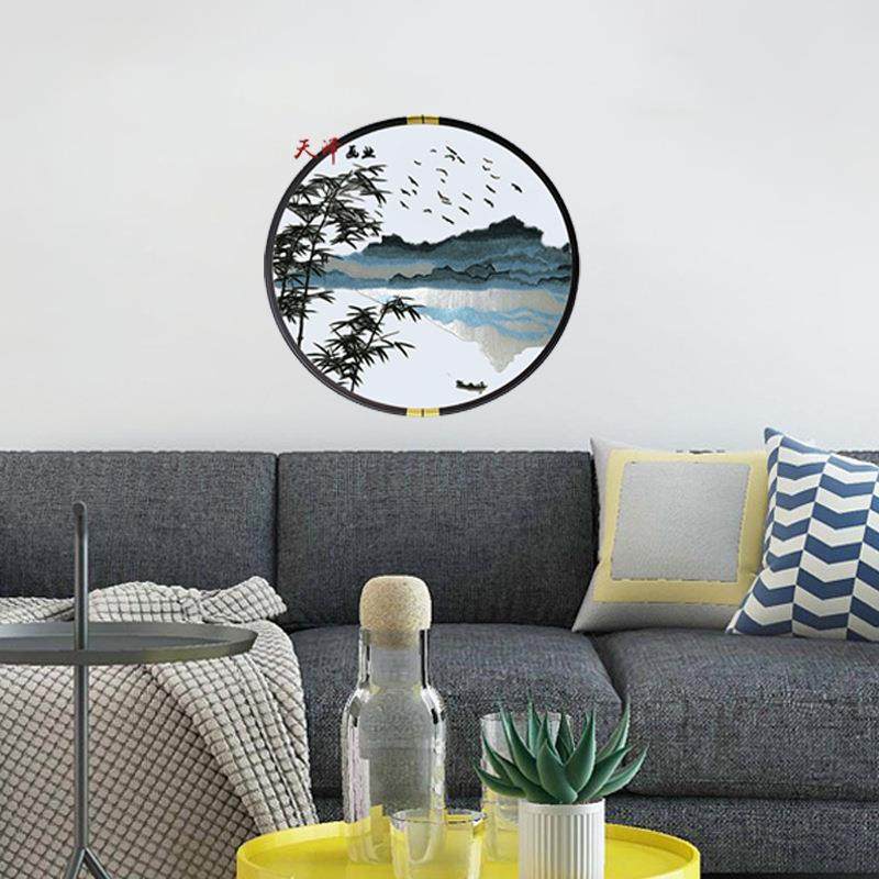 新中式圆形国潮水墨刺绣苏绣国画山水现代轻奢异形圆框透纱挂画禅,农机/农具/农膜,播种栽苗器/地膜机,淘宝优惠券,粉丝福利购,淘宝优惠卷