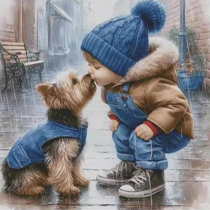 新款十字绣线绣客厅温馨亲吻可爱小孩与狗卧室儿童房钻石贴画手工,农机/农具/农膜,播种栽苗器/地膜机,淘宝优惠券,粉丝福利购,淘宝优惠卷