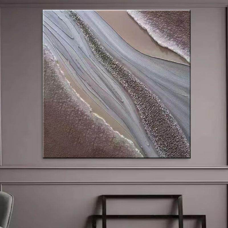 手绘油画正方形餐厅装饰画轻奢抽象肌理画玄关入户餐柜摆件无框画