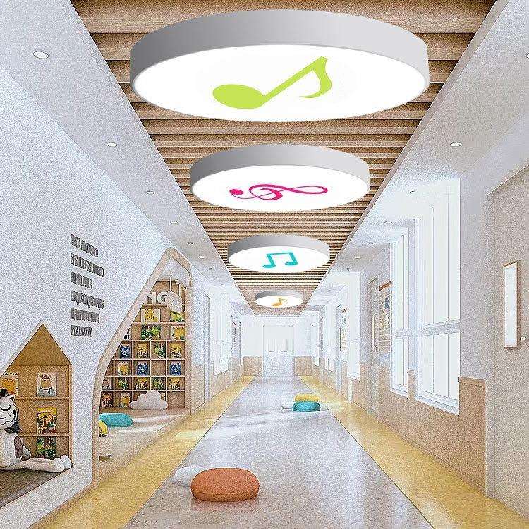 幼儿园格栅专用吸顶灯门厅过道走廊圆吊灯音乐厅5000k护眼造型灯