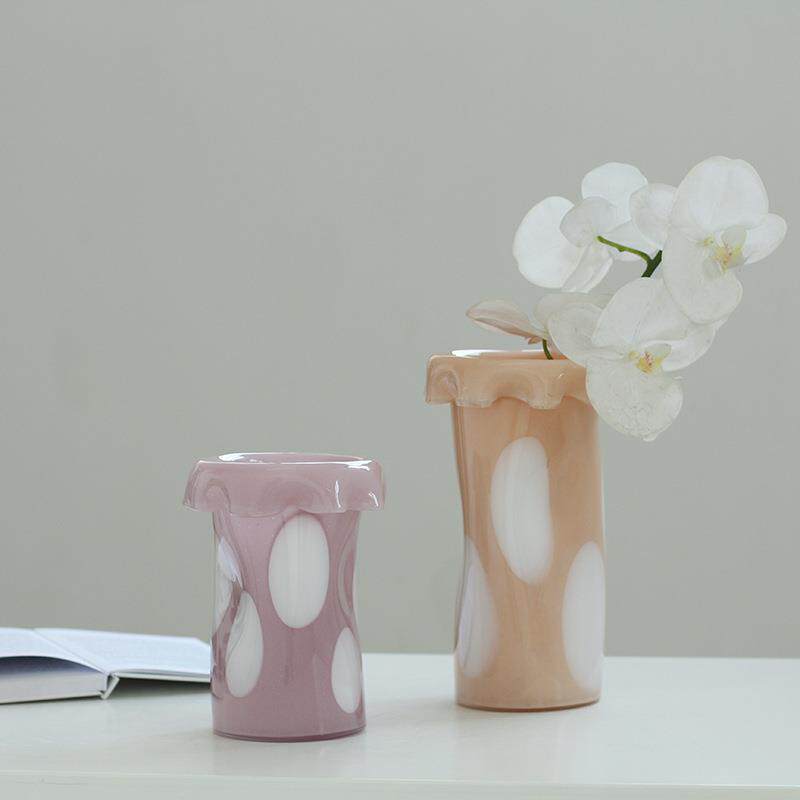 中古创意翻口直筒玻璃花瓶 简约插花瓶客厅居家玄关摆件花瓶