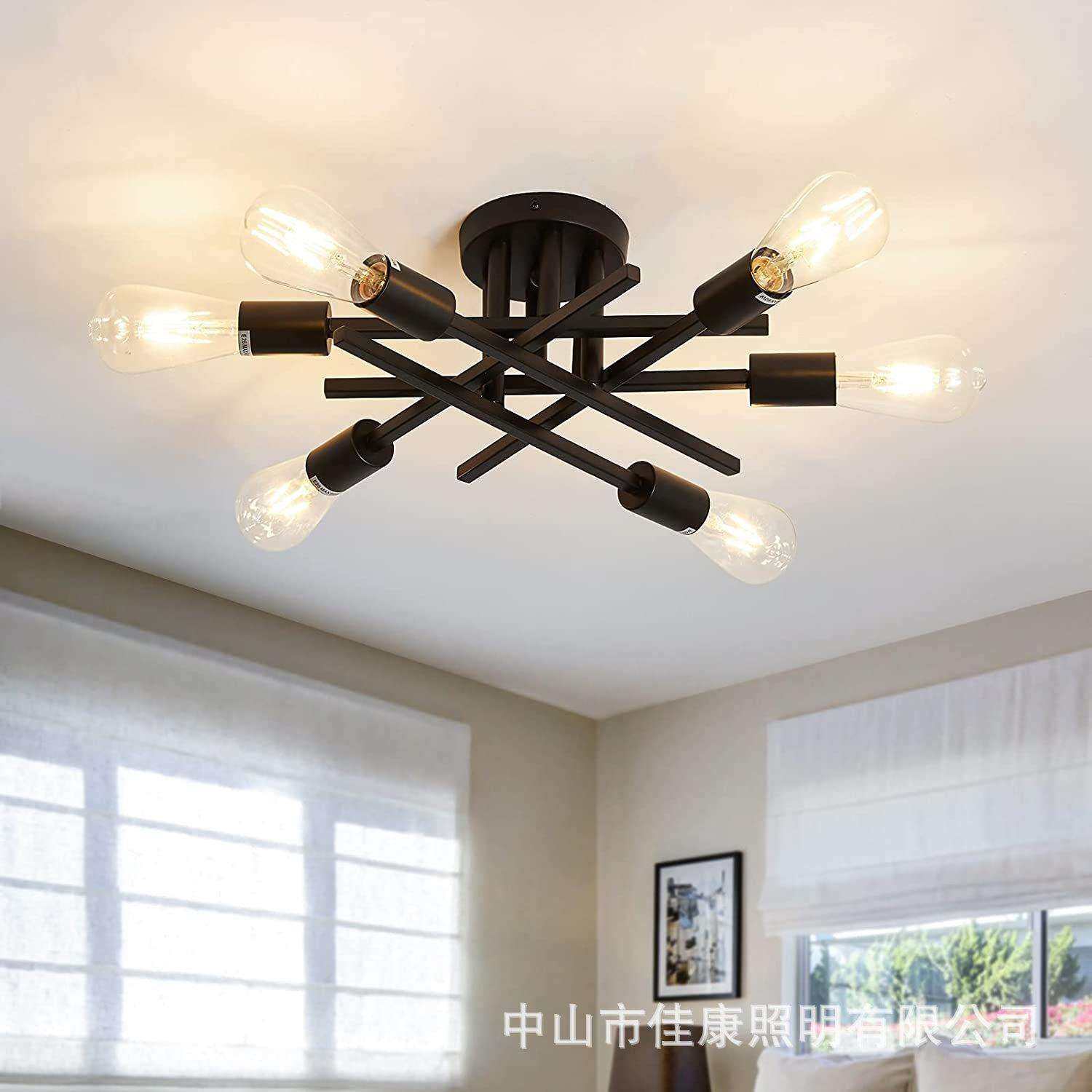 跨境亚马逊农舍吸顶灯复古工业风餐厅灯黑色铁艺多头美式乡村灯具,农机/农具/农膜,播种栽苗器/地膜机,淘宝优惠券,粉丝福利购,淘宝优惠卷