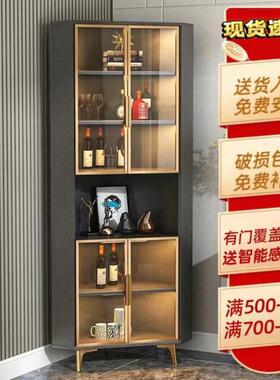 fLE轻奢转角柜墙角柜三角形置物架客厅沙发拐角柜酒柜收纳玻璃储