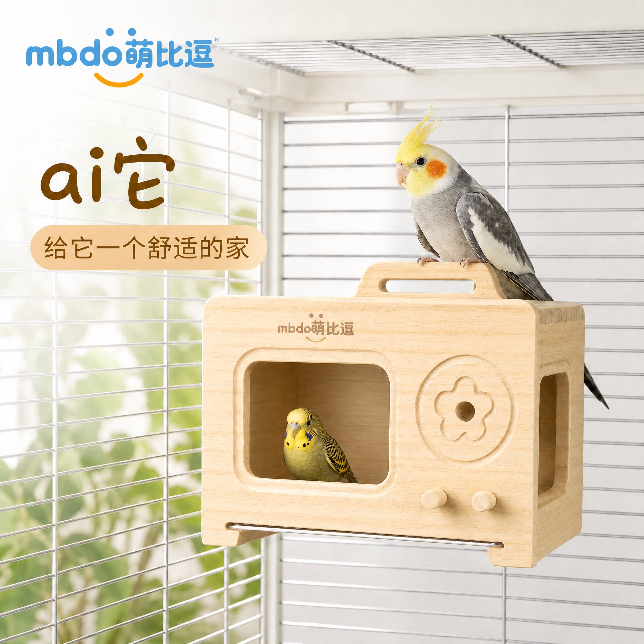 萌比逗鹦鹉木屋龙猫兔子花枝鼠仓鼠木窝豚鼠小房子鸟窝牡丹纯实木