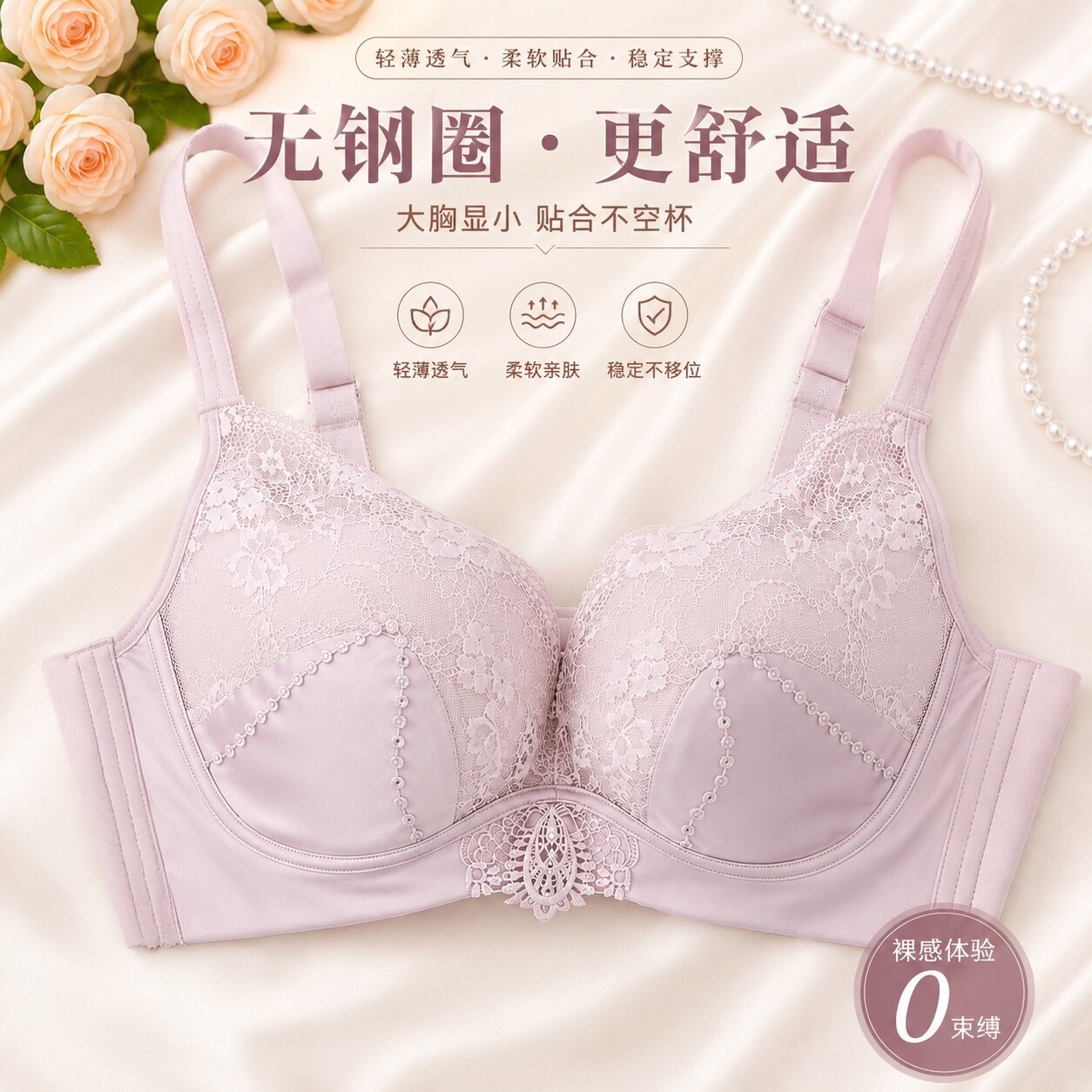 西维娅无钢圈薄杯显小聚拢文胸女