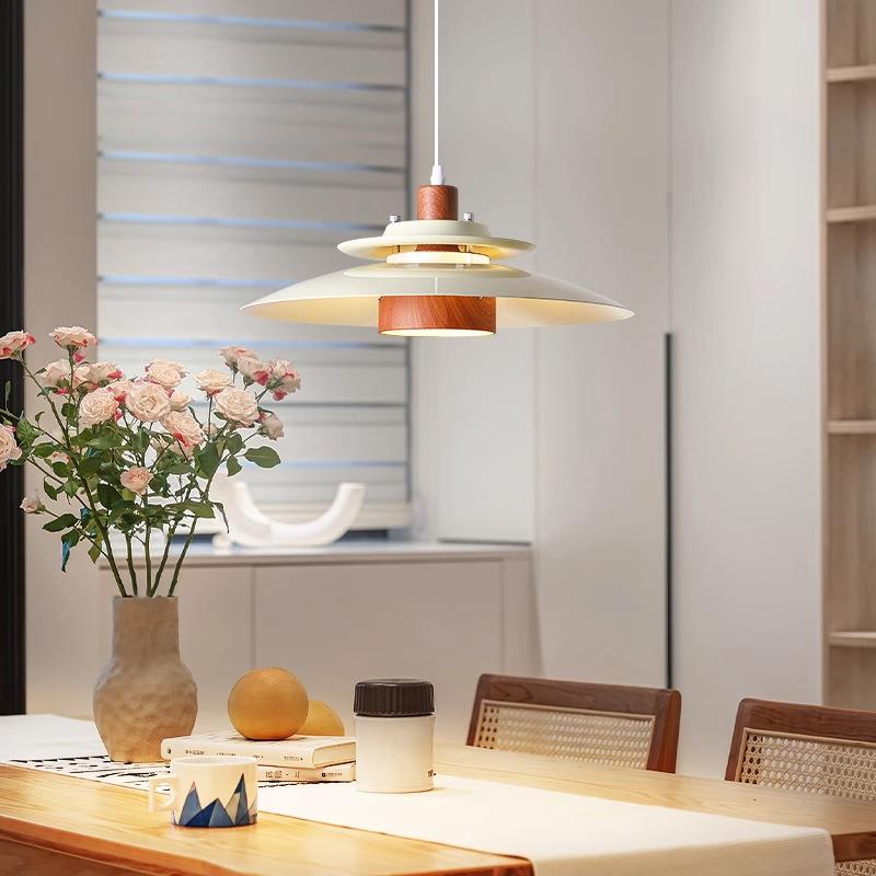 日式复古餐厅吊灯简约现代北欧原木风中古饭厅吧台丹麦ph5飞碟灯