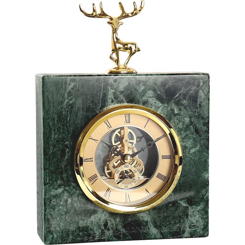 装饰创意时光台钟麋鹿卧室单面欧式床头柜台式家居 钟表客厅美式