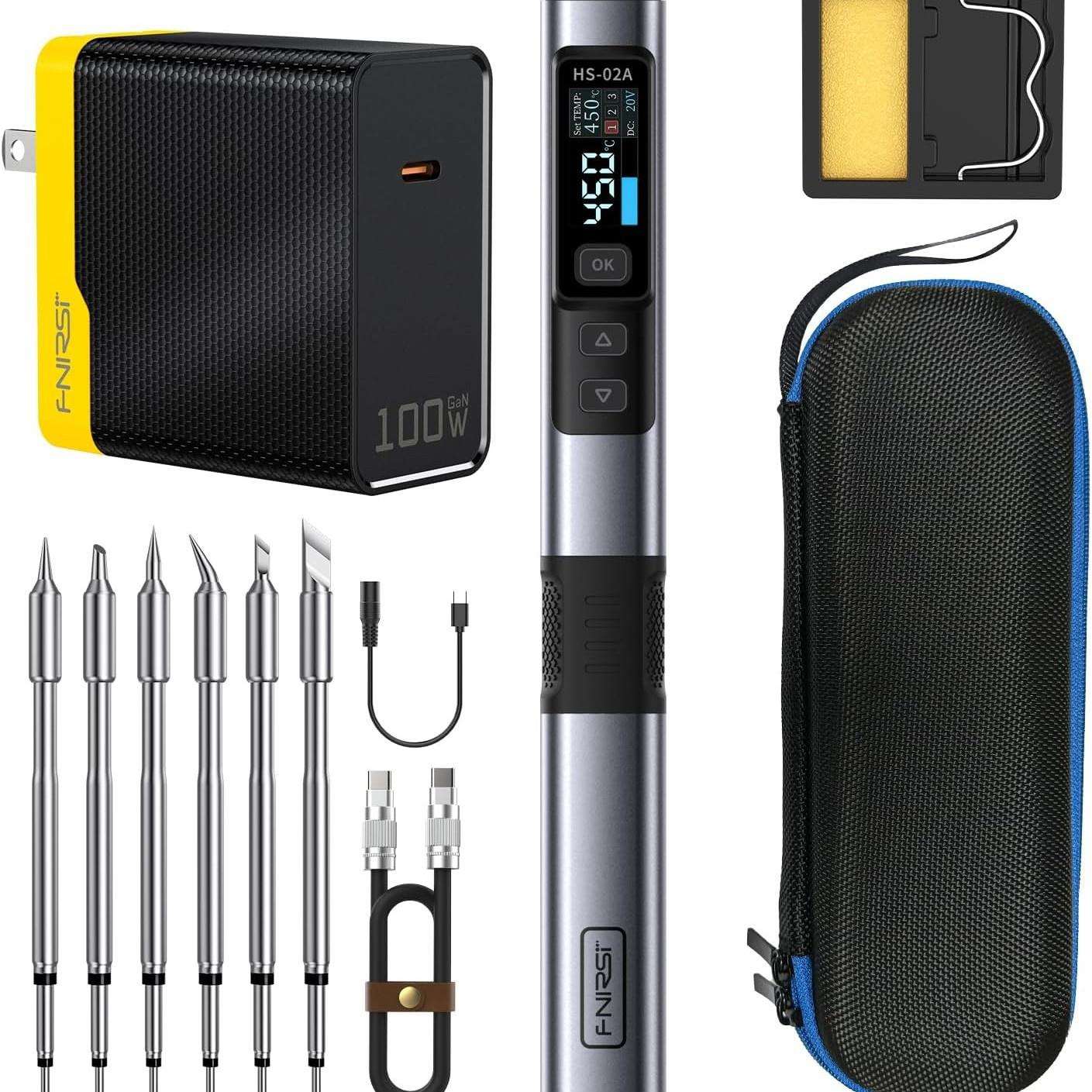 跨境智能电烙铁HS-02A 100W便携式恒温焊台焊笔家用维修焊接