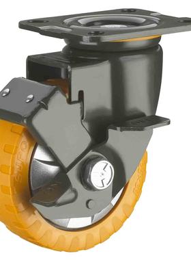 SUPO向荣 6寸 带边刹车 橙色 PU 聚氨酯万向脚轮J05S-01C-150-362