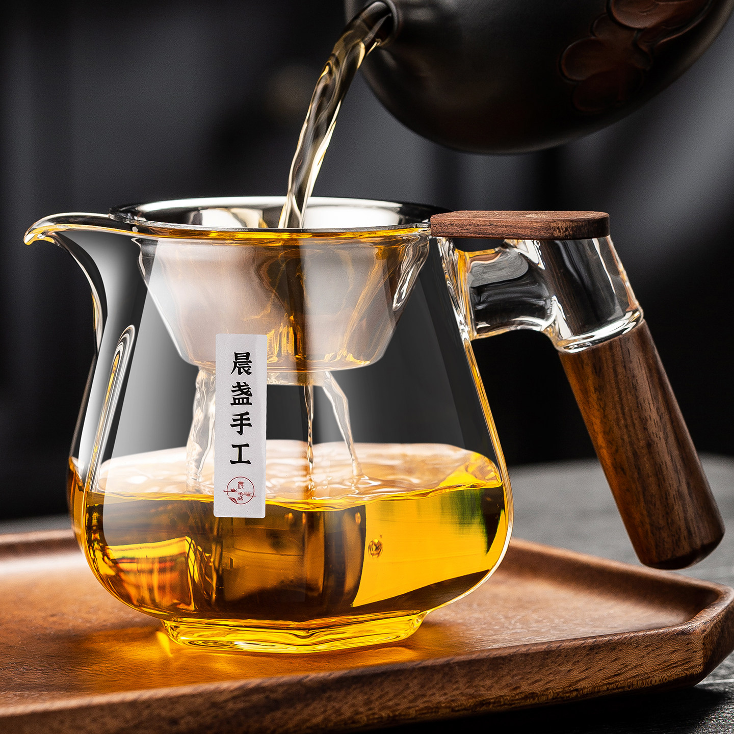 新款六边玻璃公道杯耐热高档手工图片