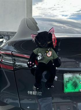 车上后面放的娃娃可爱猫咪公仔汽车尾部装饰挂件玩偶后备箱摆件车