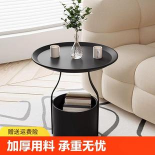 小圆桌边几床头柜置物架边桌子卧室放置台面家居铁艺收纳储物双层