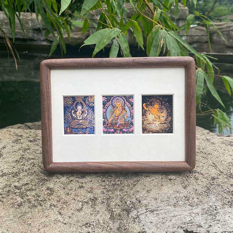 实木榫卯唐卡相框多宫格4寸6寸唐卡装裱中空唐卡艺术装裱柚木其他
