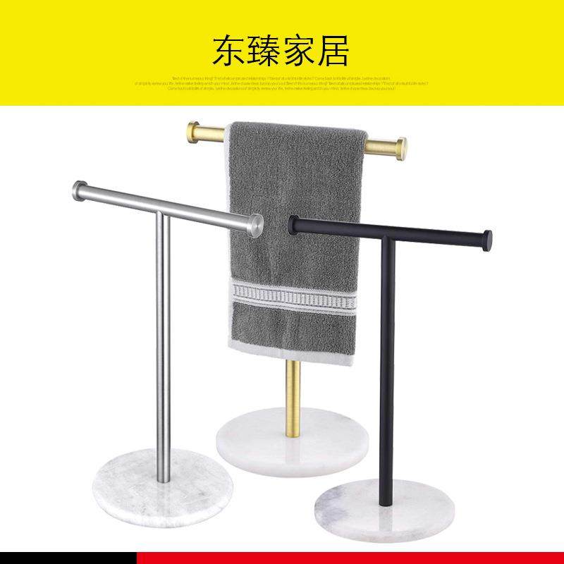 亚马逊热销台式大理石底座毛巾杆可移动不锈钢立式毛巾架厕纸架