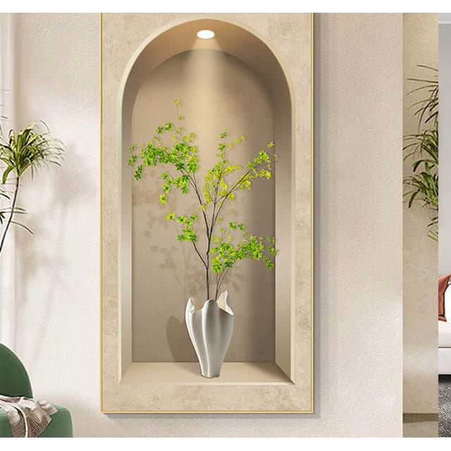 现代简约玄关装饰画北欧绿植高级感挂画光影走廊过道入户装饰画