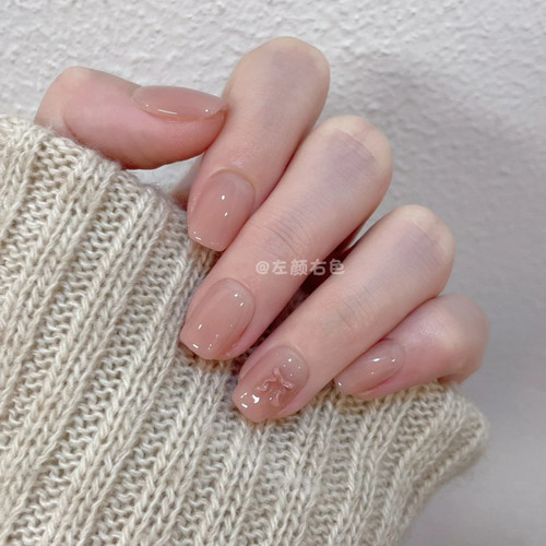 手工穿戴甲2026新款绝美精致蝴蝶结定制美甲短款可爱显白指甲贴片