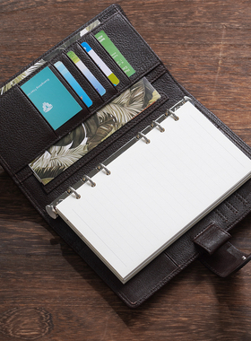 Fervens A6Slim真皮手账头层植鞣牛皮笔记本可替换内页商务记录本