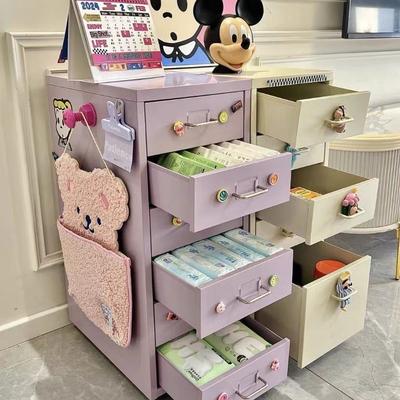 桌下铁皮柜收纳柜多巴胺文件柜抽屉式柜子五抽储物柜杂物柜斗柜