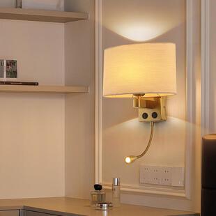 新款美式壁灯客厅主卧床头壁灯带开关布艺酒店简约民宿阅读壁灯